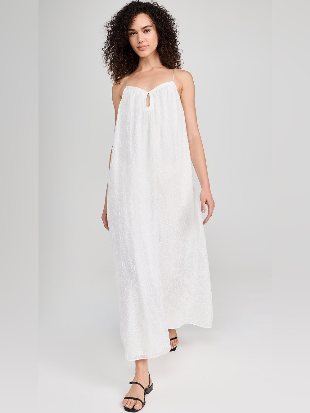 La Ligne Maxi Dress in Squiggle Embroider - Ivory - XS